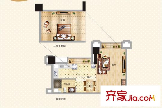 城泰青年家青年公寓1号及24号LOFT户型 1室1厅1卫1厨