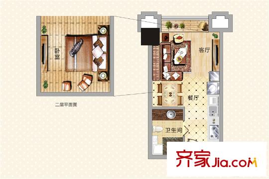 城泰青年家青年公寓4/5/6/7/8号LOFT户型 1室1厅1卫1厨