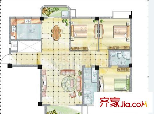 洪城時代廣場 3室 戶型圖