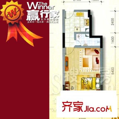 东方塞纳户型图A户型 1室1厅1卫1厨