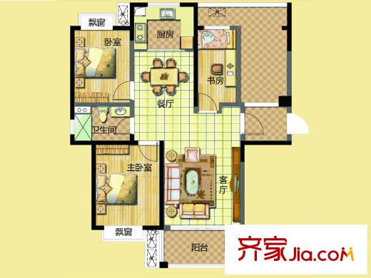 方大上上城二期高層C4戶(hù)型 3室2廳1衛(wèi)1廚