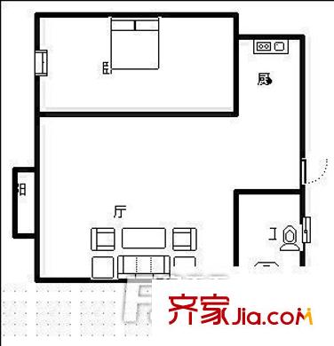 洪城時代廣場 1室 戶型圖