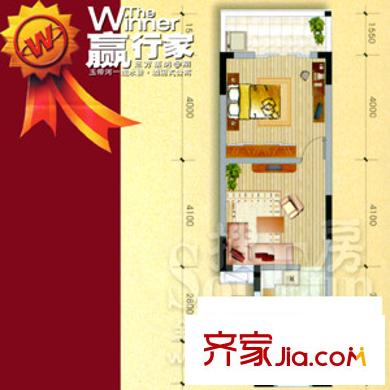 东方塞纳户型图C户型 1室1厅1卫1厨