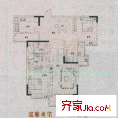 鹿平方米名居戶型圖一期高層P棟A戶型 3室2廳1衛(wèi)1廚