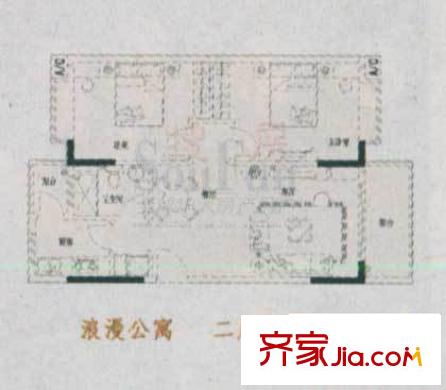 鹿平方米名居戶型圖一期高層P棟B戶型 2室2廳1衛(wèi)1廚