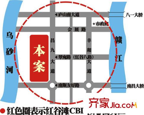 紅谷十二庭交通圖區(qū)位示意圖