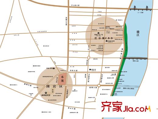 綠地海域香廷交通圖區(qū)位示意圖