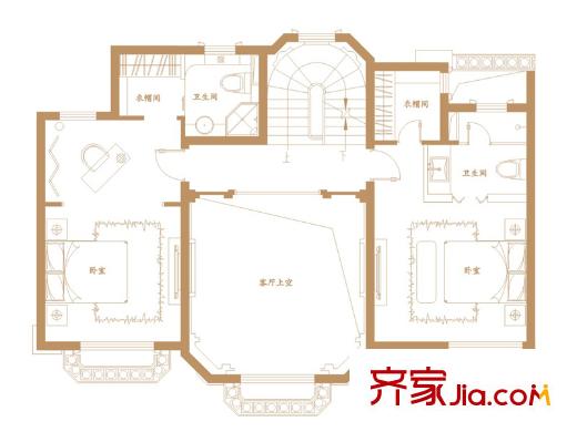 綠地海域香廷戶型圖一期寬院別墅I戶型二層 5室2廳5衛(wèi)1廚