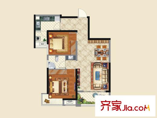 南昌萬達城首期C區(qū)A1戶型 2室2廳1衛(wèi)