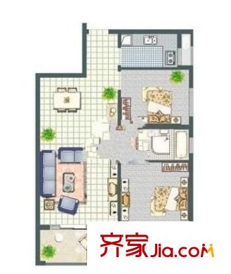 紅谷世紀花園 3室 戶型圖