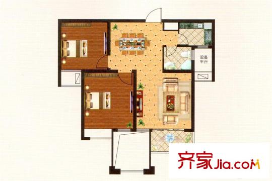 幸福時光H1戶型 2室2廳1衛(wèi)