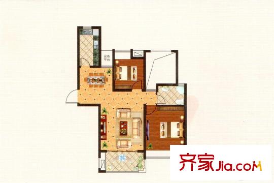 幸福時光G2戶型 2室2廳1衛(wèi)
