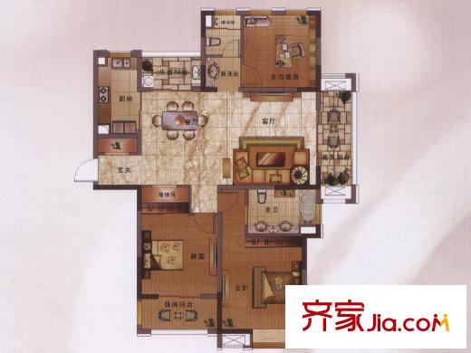 綠地新都會(huì)戶型圖闊景高層11#樓H戶型 3室2廳2衛(wèi)1廚