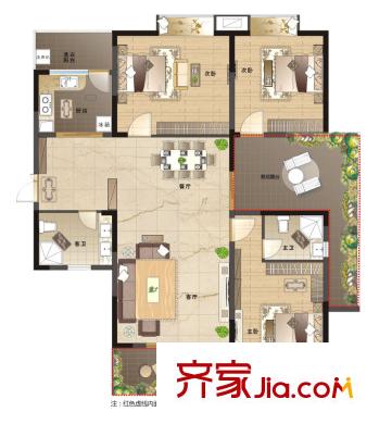 偉夢清水灣戶型圖二期湖心島高層奇數(shù)層G戶型 3室2廳2衛(wèi)1廚