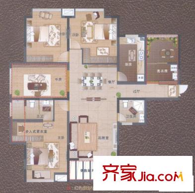 偉夢清水灣戶型圖二期1、2、3號樓C戶型 3室2廳2衛(wèi)1廚