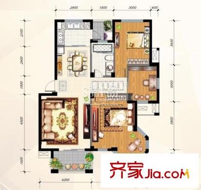 九里象湖城戶(hù)型圖水晶島D-2戶(hù)型 陽(yáng)光朗庭 3房2廳1衛(wèi) 100平米 3室2廳1衛(wèi)1廚