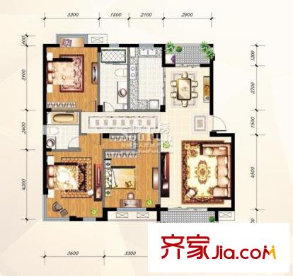 九里象湖城戶(hù)型圖水晶島D-3戶(hù)型 光韻雅宅 3房2廳2衛(wèi) 121平米 3室2廳2衛(wèi)1廚
