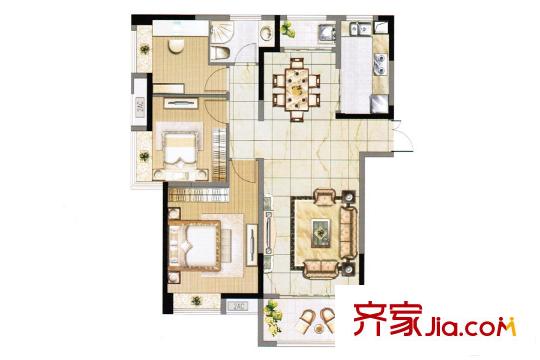 中央香榭2#樓高層兩頭端戶 3室2廳1衛(wèi)1廚