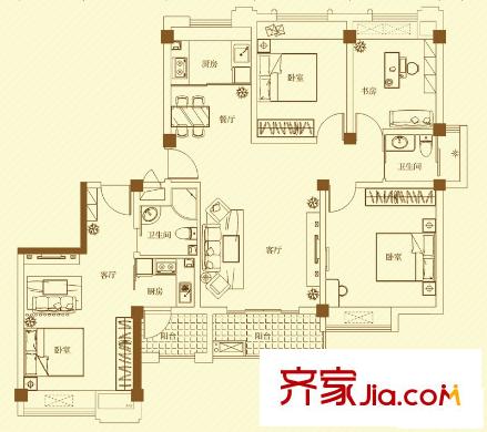 名門世家戶型圖二期小高層C2組合戶型 