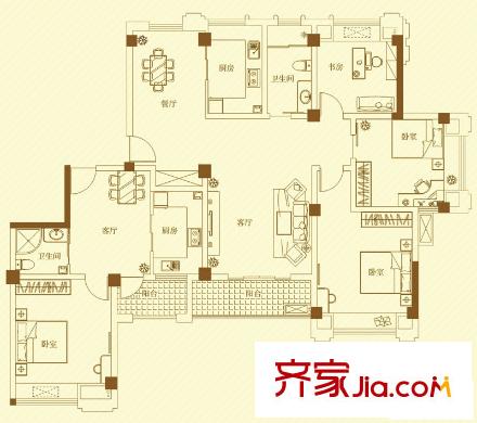 名門世家戶型圖二期小高層C5組合戶型 