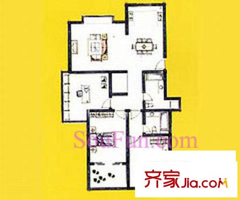 优空间户型图3室2厅2卫1厨