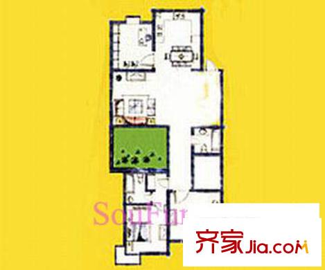 优空间户型图3室2厅2卫1厨