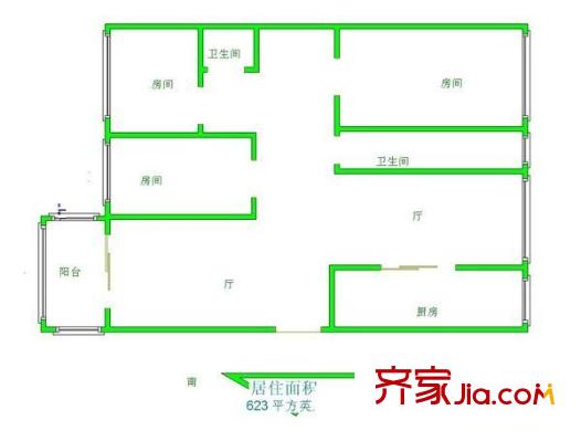 文博民丰东苑户型图3室 户型图 3室1厅1卫1厨