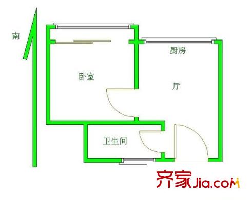 塘泾新村户型图2室 户型图 2室1厅1卫1厨