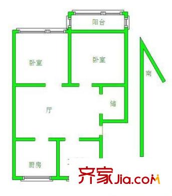 梁湖家园户型图2室 户型图 2室1厅1卫1厨
