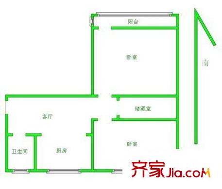 梁湖家园户型图2室 户型图 2室1厅1卫1厨