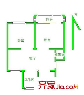梁湖家园 2室 户型图