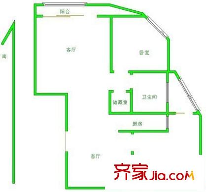 梁湖家园户型图2室 户型图 2室1厅1卫1厨