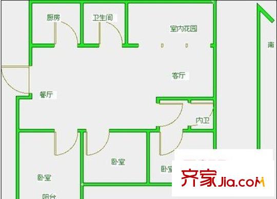 梁湖家园户型图3室 户型图 3室2厅1卫1厨