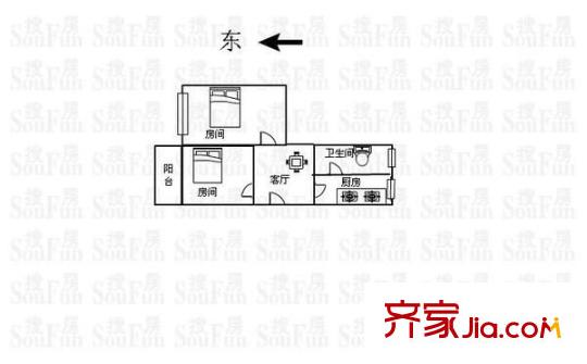 惠盛路小区 2室 户型图