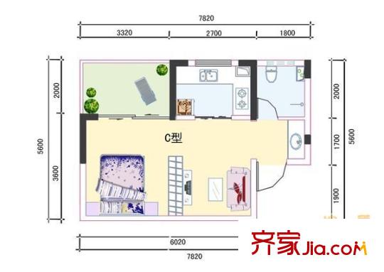 东风家园 1室 户型图