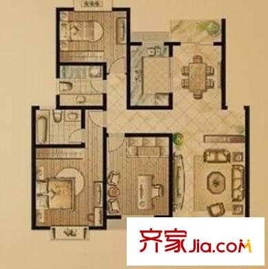 人民中路小区户型图3室 户型图 3室1厅1卫1厨