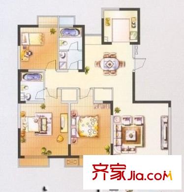 汇利广场住宅 3室 户型图