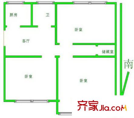 汇利广场住宅 3室 户型图