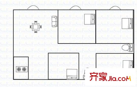 小周新村户型图3室 户型图 3室2厅2卫1厨