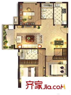 亿丰・锦瑟B1户型 3室2厅2卫1厨
