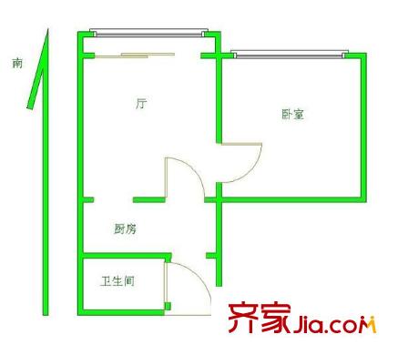古运五爱苑户型图1室 户型图 1室1厅1卫1厨
