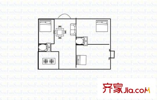 小周新村户型图3室 户型图 3室2厅1卫1厨