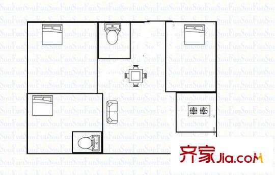 小周新村户型图3室 户型图 3室2厅1卫1厨