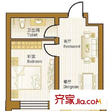 鸿泰苑 1室 户型图