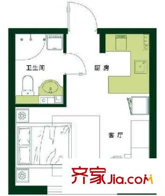 鸿泰苑 1室 户型图