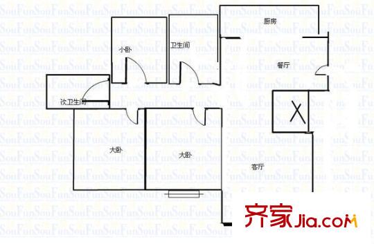 新兴二村 3室 户型图