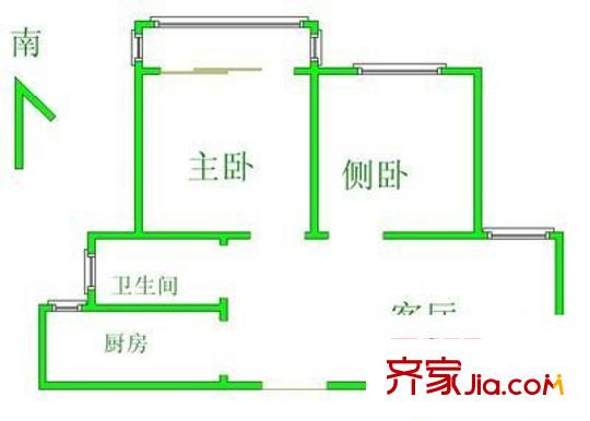 鸿桥苑户型图2室 户型图 2室1厅1卫1厨