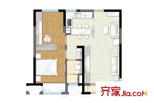 无锡圆融广场百变创享家户型 2室2厅1卫1厨