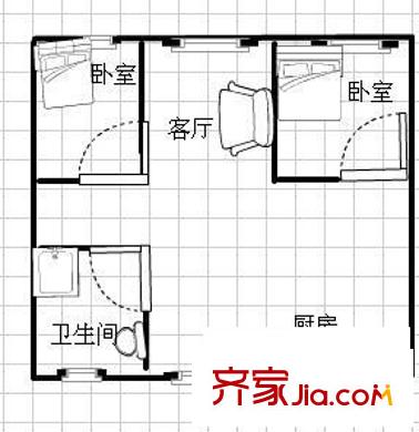 戴周新村户型图3室 户型图 3室1厅1卫1厨