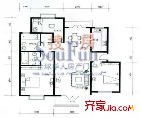 书香桃苑户型图3室2厅2卫